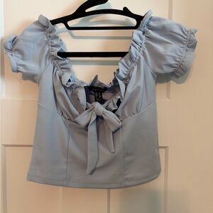 New Look Light Blue Ruffle Tie-Front Women's Top